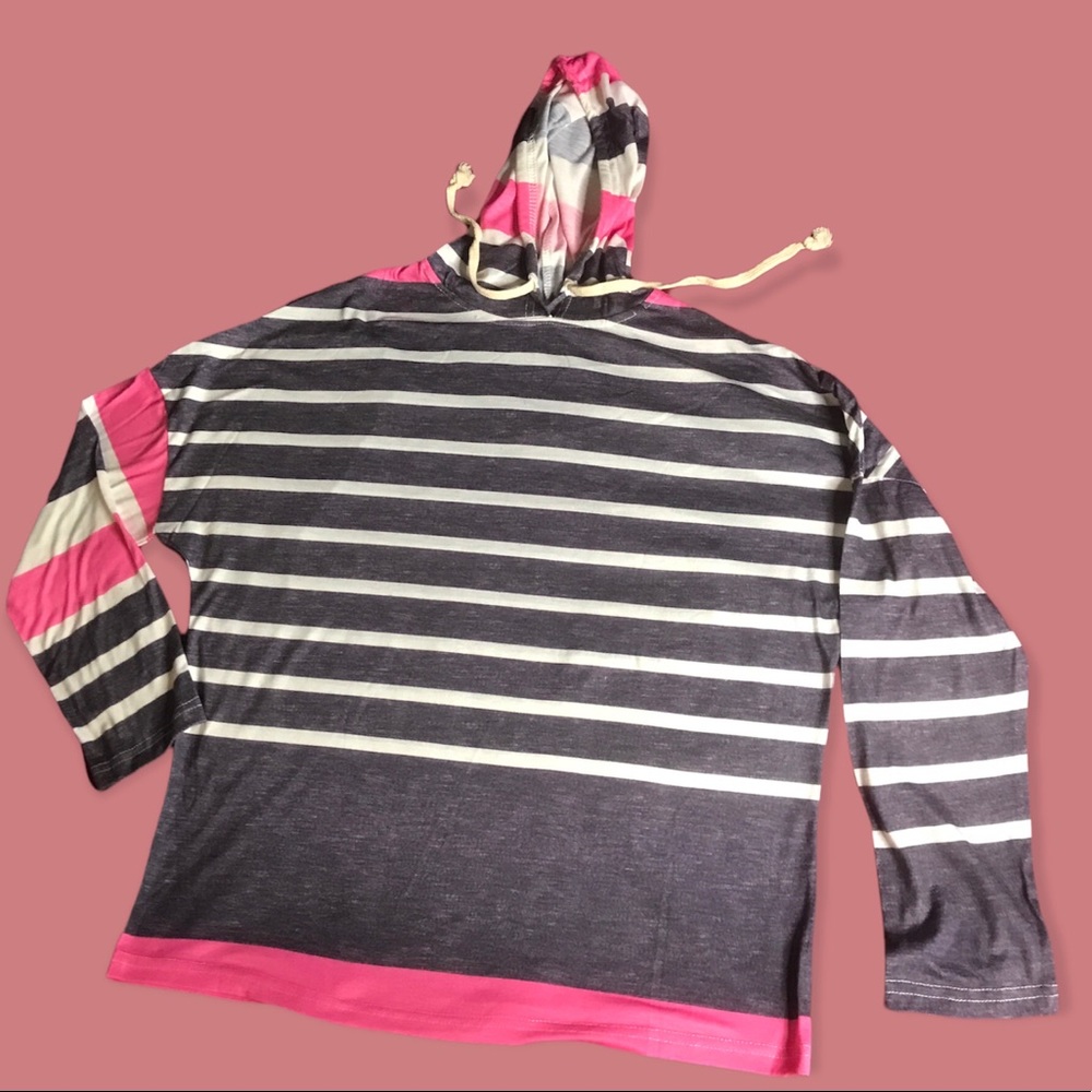 Lightweight striped pink and gray long sleeve tshirt